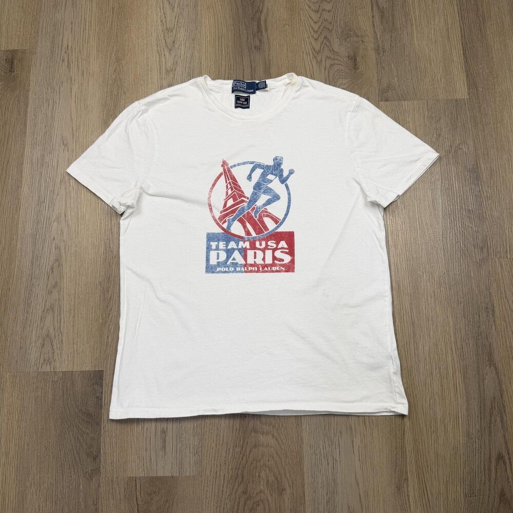 Polo Ralph Lauren Shirt Mens Large White Team USA Paris Olympic Graphic Tee